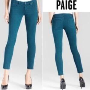 PAIGE Skyline Skinny Ankle Peg Green Jeans 25